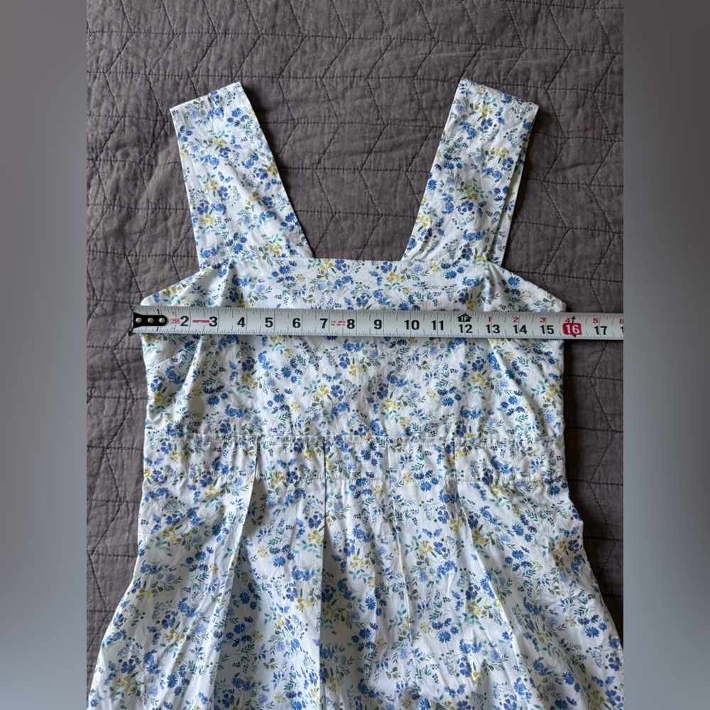 Mona Thalheimer Blue ditzy floral empire waist 100% cotton maxi dress size small - Picture 14 of 16